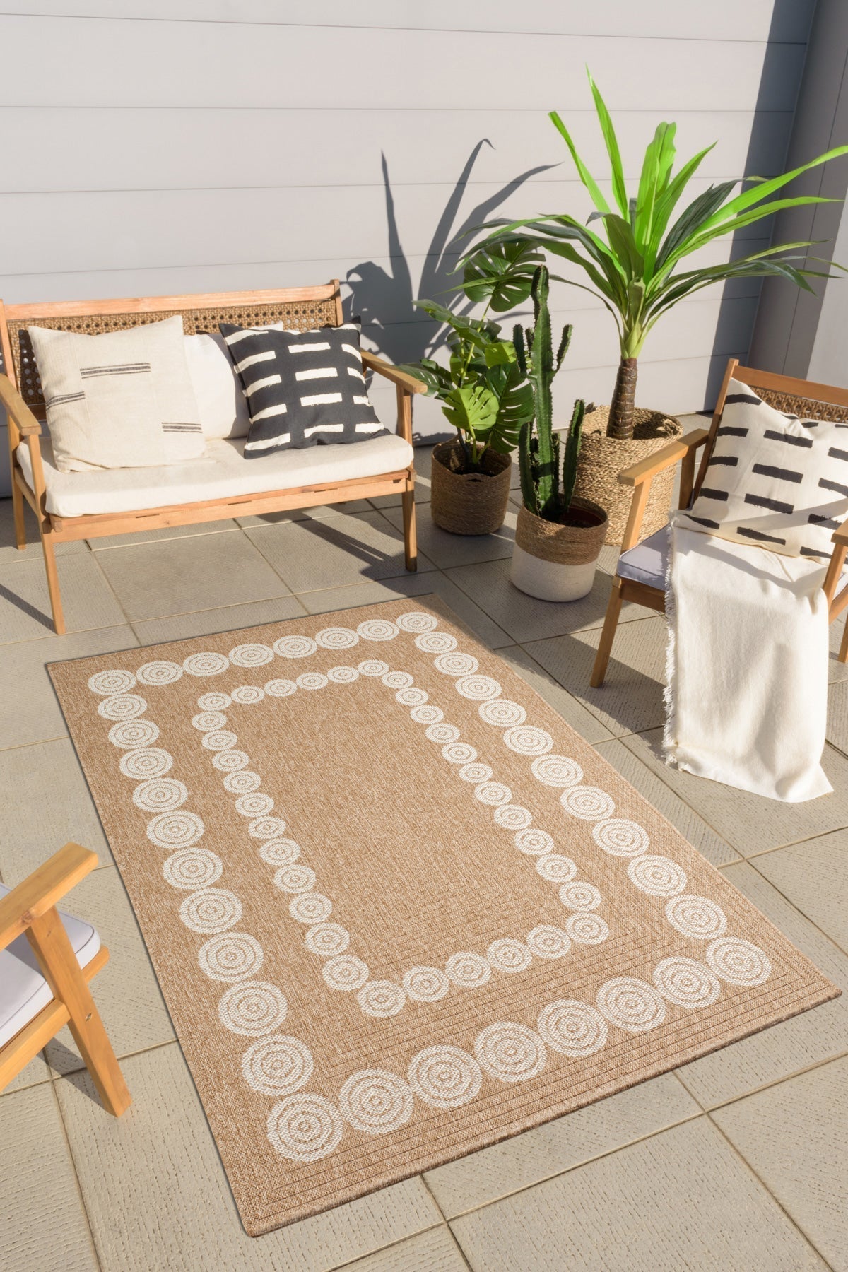 Tapis effet toile de jute à motif - blanc - 4 tailles disponibles