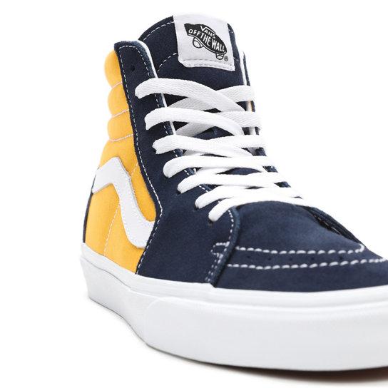 Vans bleu et top jaune