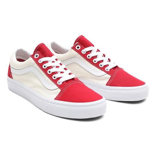 Vans blanche et shop rouge old skool